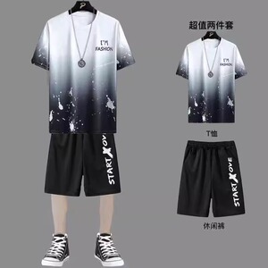 商场撤柜便宜清仓男士休闲运动套装夏季冰丝薄款短袖短裤一整套潮