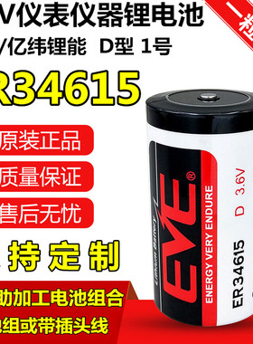 EVE亿纬锂能ER34615 D型1号3.6V水表电池流量表可配带插头天然气