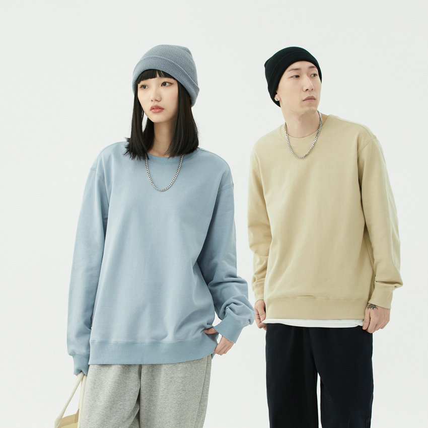 【小白家】秋季纯棉圆领卫衣男女情侣重磅300g宽松休闲内搭大码