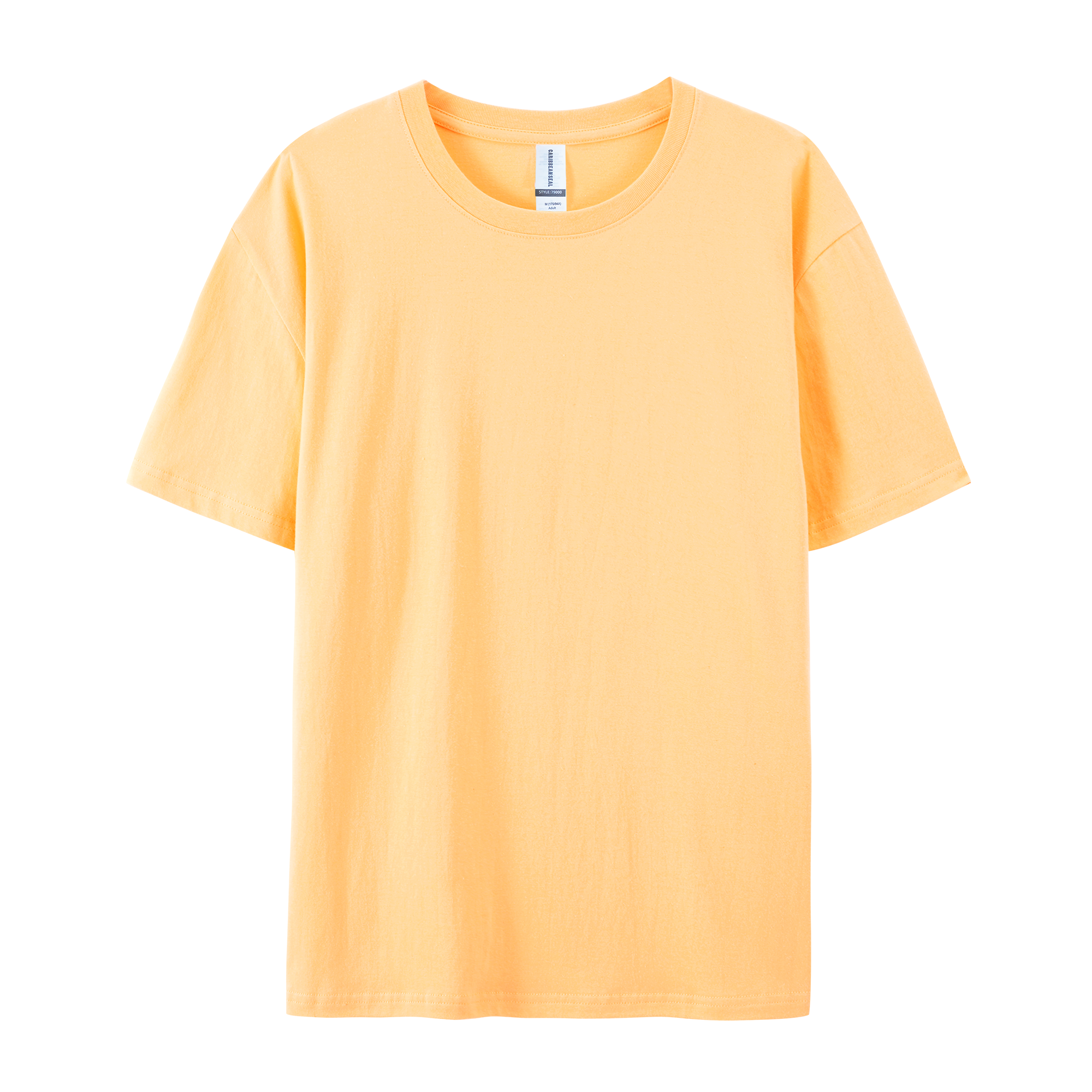 浅橙色纯棉纯色内搭短袖圆领T恤