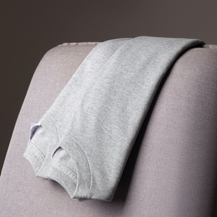 【小白家】浅灰色基础款厚实纯棉纯色短袖圆领t恤男女情侣定制