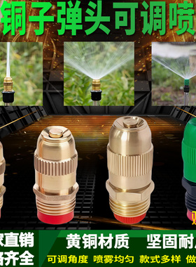 4分纯铜可调子弹微喷头 园林绿化草坪屋顶降温围挡降尘喷雾雨喷嘴