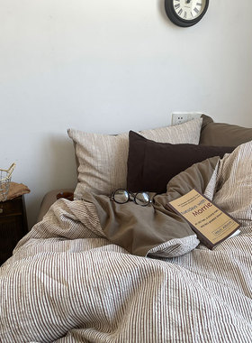 1973费尼尼/industrial style美式工业色纺粗线条全棉床单四件套