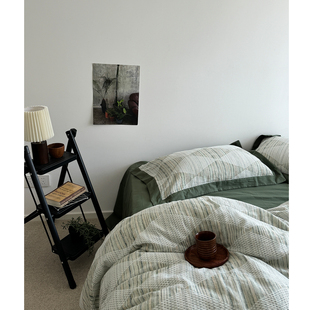 苔原上的劳尔/ 小美式复古肌理华夫格提花全棉床单四件套床笠被套