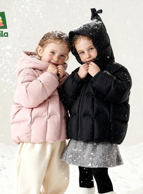 Amila女童装三防羽绒服儿童宝宝面包服小女孩冬季加厚外套白鸭绒