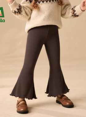 Amila女童休闲针织打底裤秋款儿童宝宝修身喇叭长裤子小女孩洋气