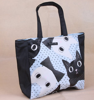 日本猫咪卡通中小女包包环保手提包拎包休闲包袋防水动漫家居包