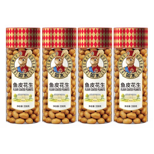 如水鱼皮花生330g×4桶休闲零食