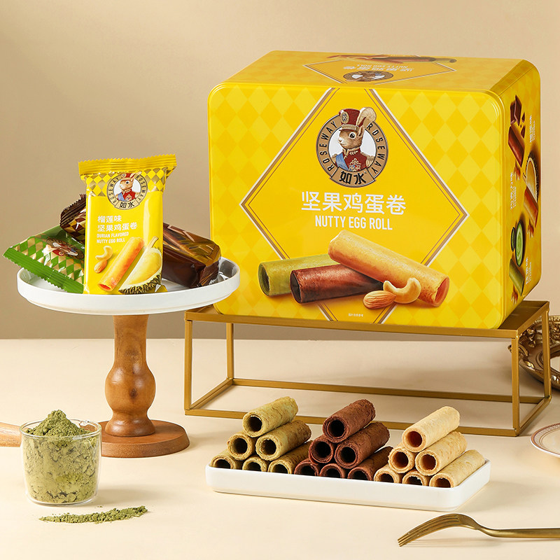 如水坚果鸡蛋卷礼盒480g榴莲抹茶巧克力蛋卷糕点零食铁盒礼盒,零食/坚果/特产,坚果礼盒,淘宝优惠券,粉丝福利购,淘宝优惠卷