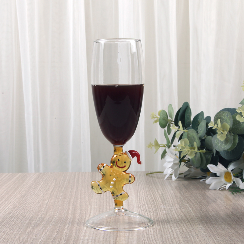 创意手工玻璃酒杯圣诞姜饼人