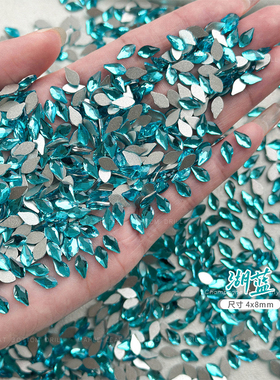 春柚湖蓝色小号网红枫叶平底异形钻马眼水滴爱心指甲k9美甲饰品