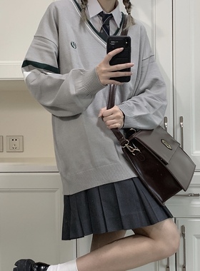 【星星抱月球】凛川中原创JK毛衣女制服早秋宽松套头dk情侣长袖