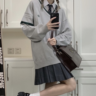 【星星抱月球】凛川中原创JK毛衣女制服早秋宽松套头dk情侣长袖