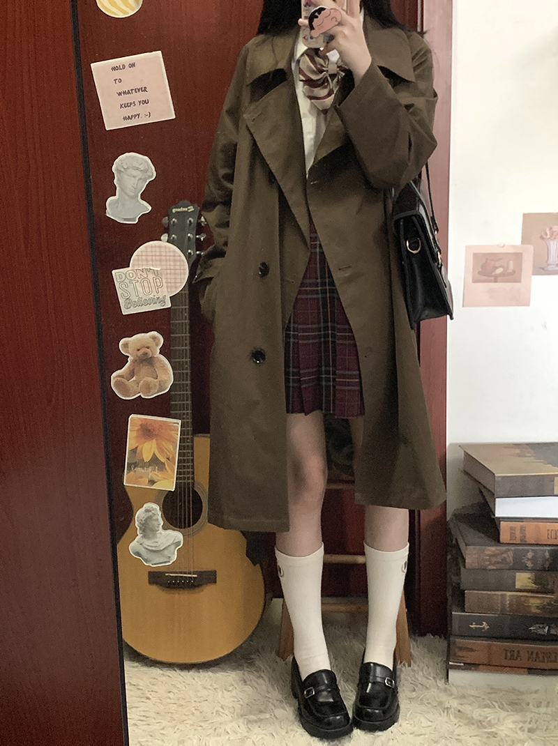 常规中长款秋冬学院风校供感风衣