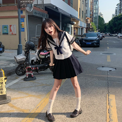 星星抱月球日系jk宽松基础款水手服学院风制服女校供短袖上衣基础