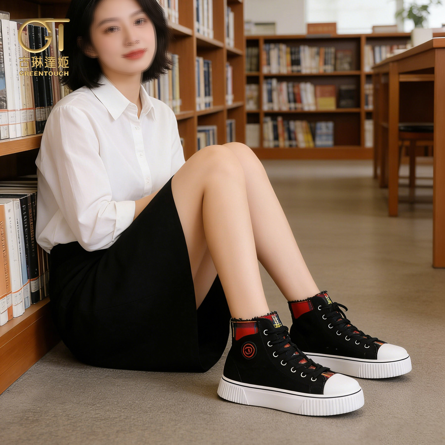 GT高档品牌高帮帆布鞋女款2026新款配裙子超好看板鞋外贸时尚女鞋
