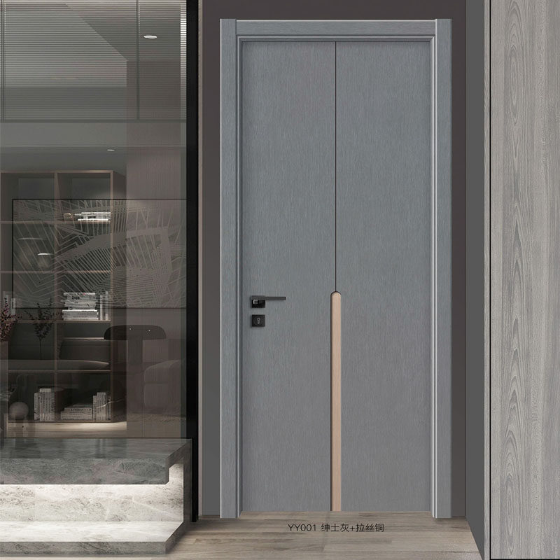 轻奢简约镶嵌碳晶实木门房门卧室门室内门夹板门套装门碳素门定制