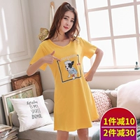 Bộ đồ ngủ nữ mùa hè Cotton tay ngắn Học sinh Hàn Quốc Dễ thương Áo dài tay dài Áo ngủ ngọt ngào Dịch vụ nhà ngọt ngào - Đêm đầm vay mac nha dep