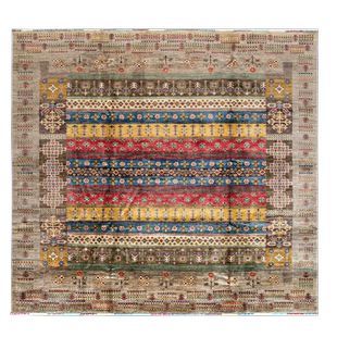 阿富汗手工打结羊毛地毯彩色条纹民族风装 饰编织多功能复古客厅