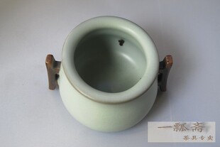 佛礼 香道 手工汝窑香炉 袖珍迷你提耳式铁斑汝窑小香炉 古朴淳厚