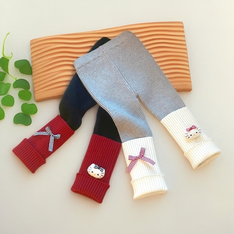 新款儿童弹力针织打底裤秋冬女童修身配裙子毛线裤宝宝紧身长裤