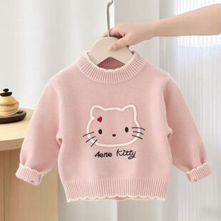 中小儿童加厚毛衣秋冬长袖针织内搭宝宝新款洋气套头上衣加绒保暖