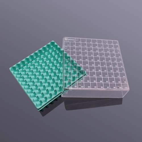 Biosharp白鲨 T142-3-100孔 2ml塑料冻存盒PC淡绿色(PC盖透明)