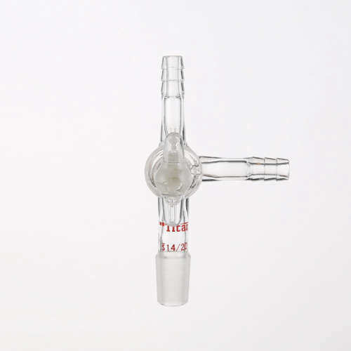 2mmT型三通玻璃节门14/20  三通接头，外磨口