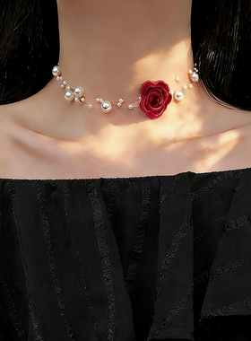 通体S925纯银鱼线珍珠花朵项链