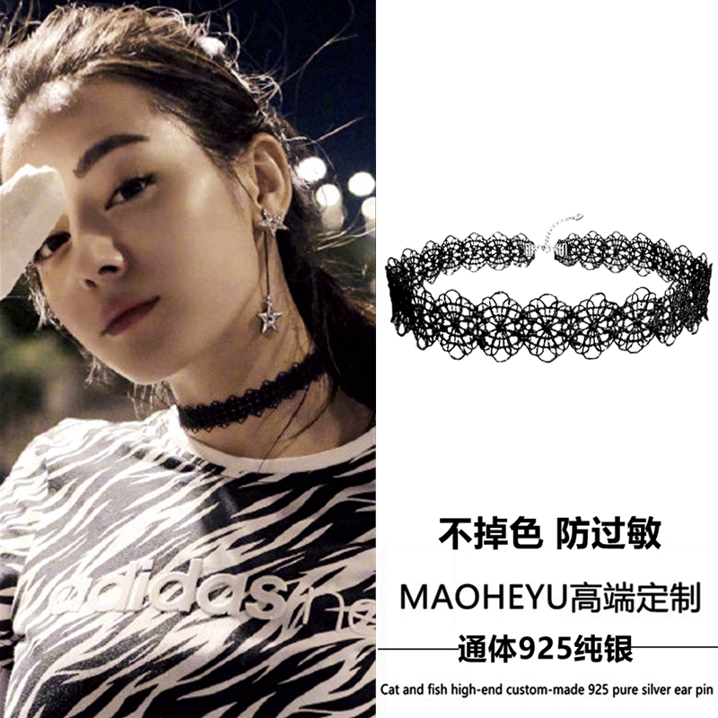 通体925纯银蕾丝颈链小众设计女