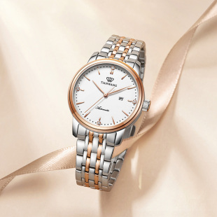 天王表钢带机械机芯手表简约男表女表5934