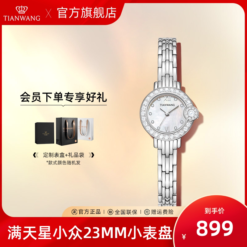 天王23mm小表盘女表 奢华满天星锆石小众休闲手表31270