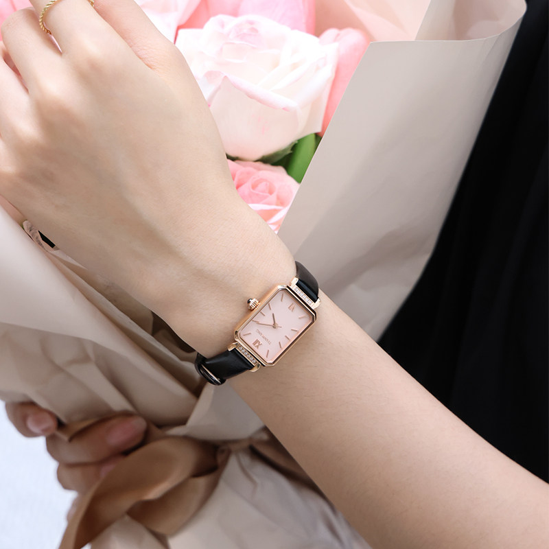 天王表轻奢小方表绿表31283方形小众石英学生手表