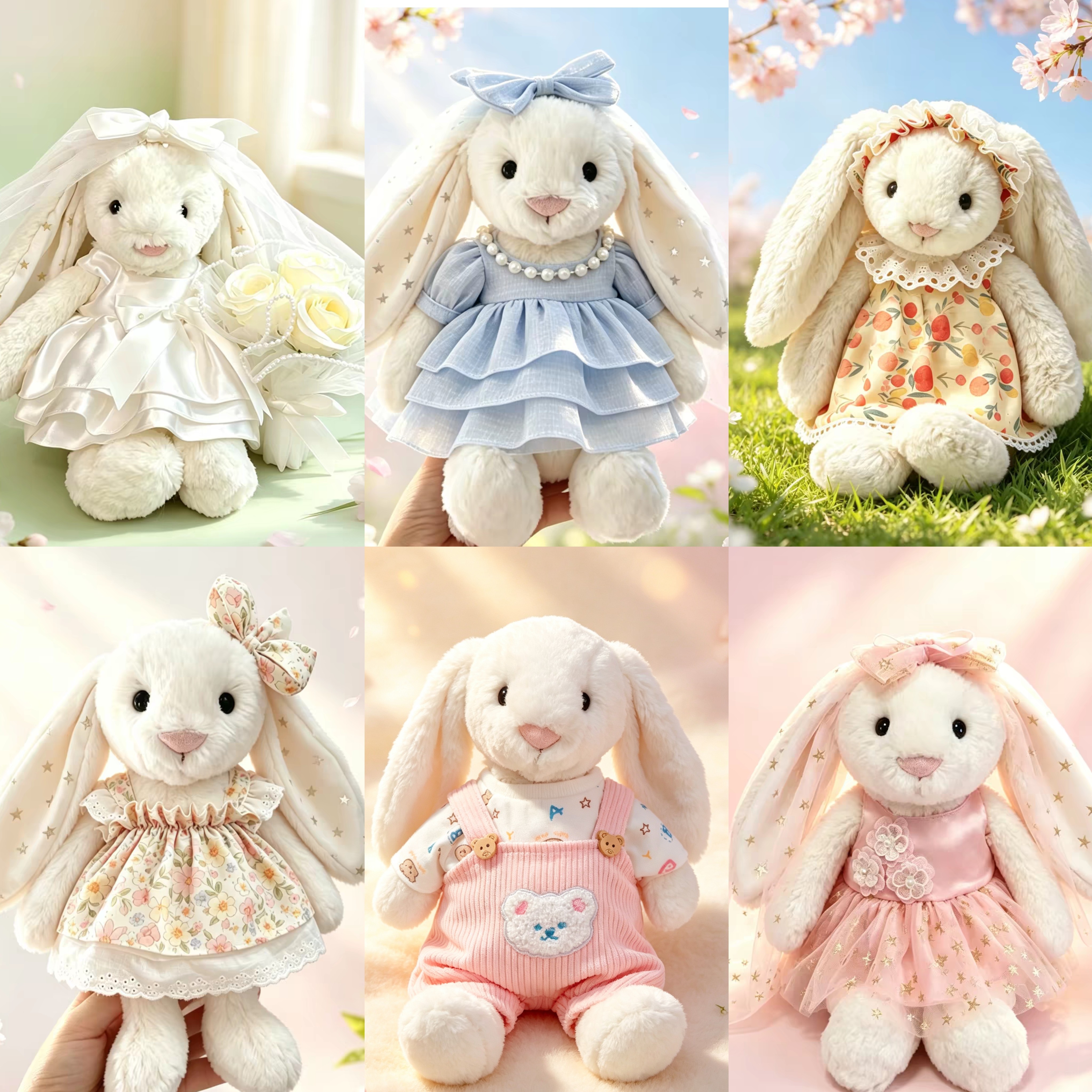 jellycat邦尼兔31cm衣服中号伽百利兔子玩偶娃衣裙子套装替换装图片