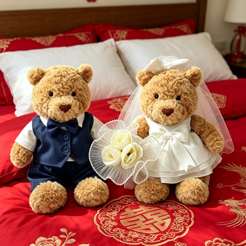 压床娃娃一对婚纱熊玩偶结婚礼物新婚订婚公仔婚房压床喜娃一对