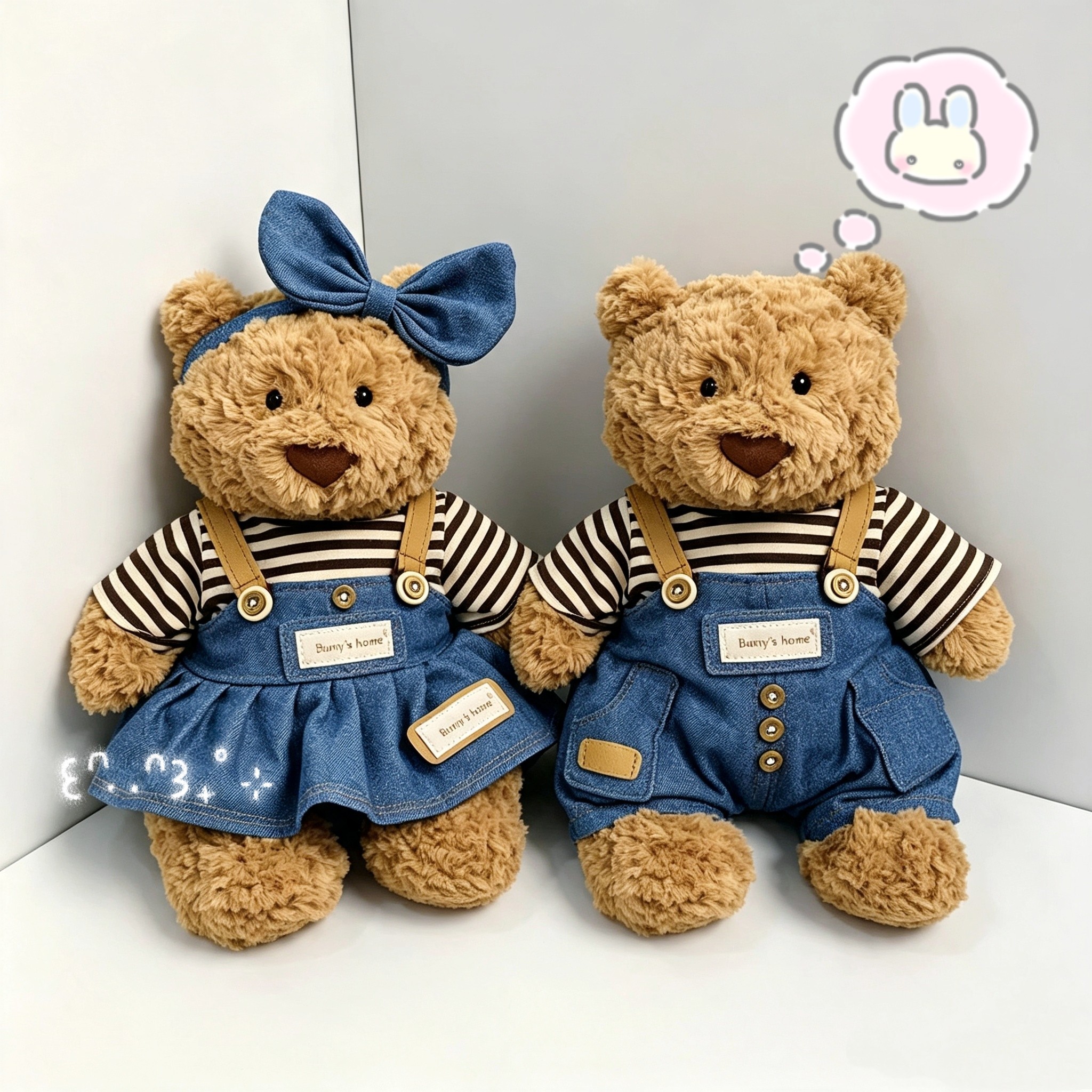 jellycat巴塞罗熊衣服巴塞罗那熊手作娃衣背带裤睡衣替换服装图片
