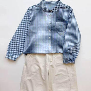 2026自制款蓝白格子衬衫基本款百搭正肩高品质天然纯棉上衣衬衫女