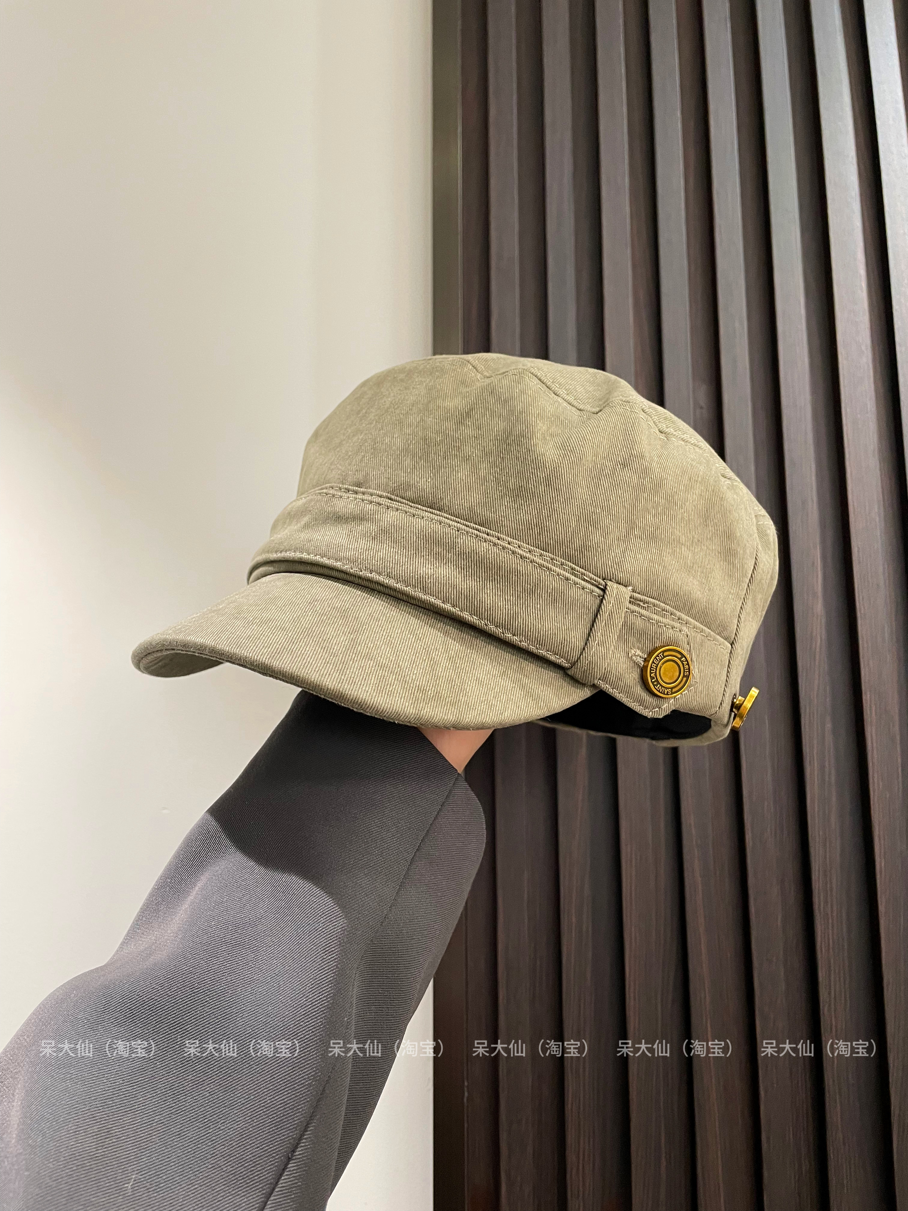 高级复古绿秋季时髦平顶鸭舌帽子女马术帽韩版英伦风显脸小报童帽