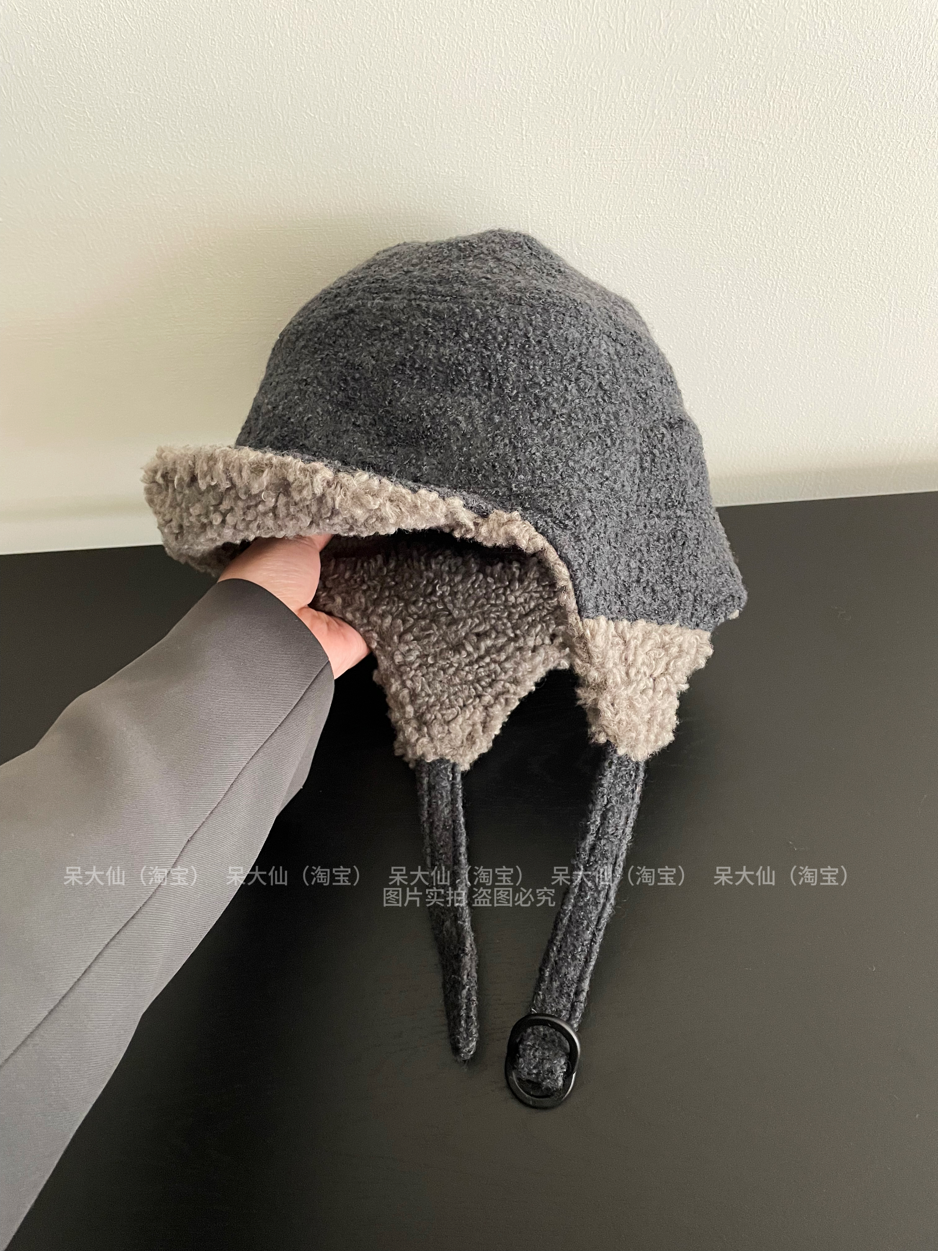 出日本～ca4羊羔毛呢飞行帽子女日系护耳秋冬季加厚保暖雷锋帽男