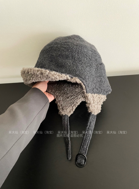出日本～ca4羊羔毛呢飞行帽子女日系护耳秋冬季加厚保暖雷锋帽男