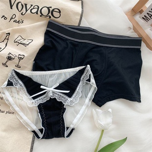情侣内裤赫本小魔女性感纯欲风蕾丝网纱内裤女男女双人情侣款内裤