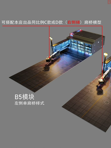 08机库 1: 200 модуль модуля аэропорта пассажирского самолета с огнями