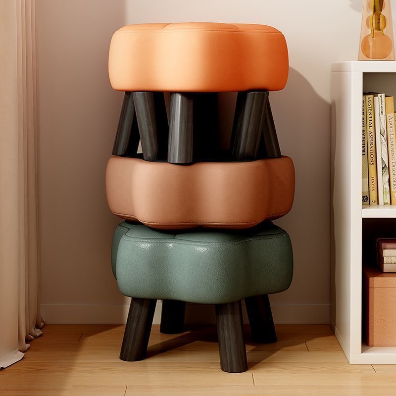 矮凳实木花朵创意凳简约门口换鞋凳沙发茶几软包板凳家用儿童凳子