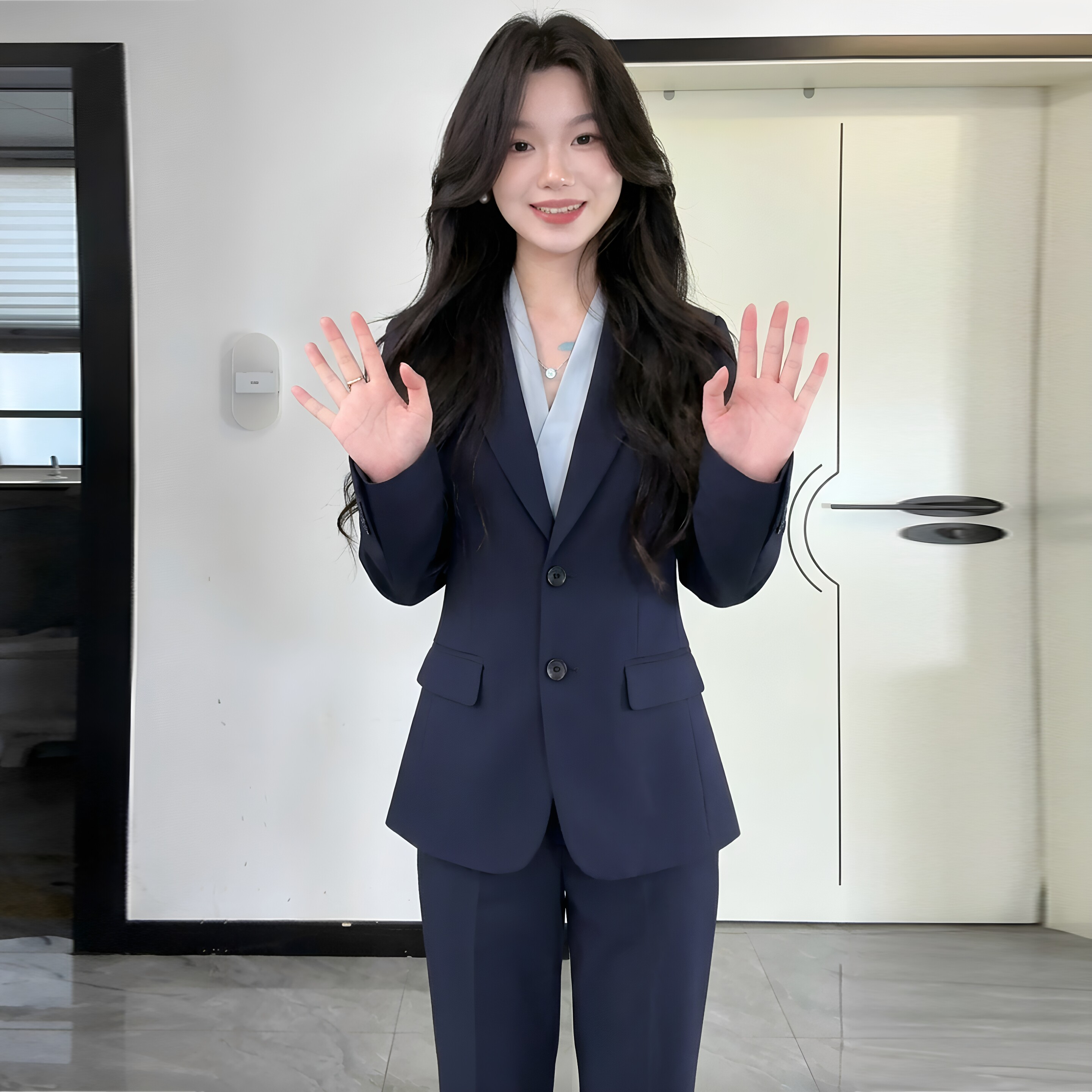 藏青色正装面试西装套装女2026新款高级上班服大学生考公穿搭西服