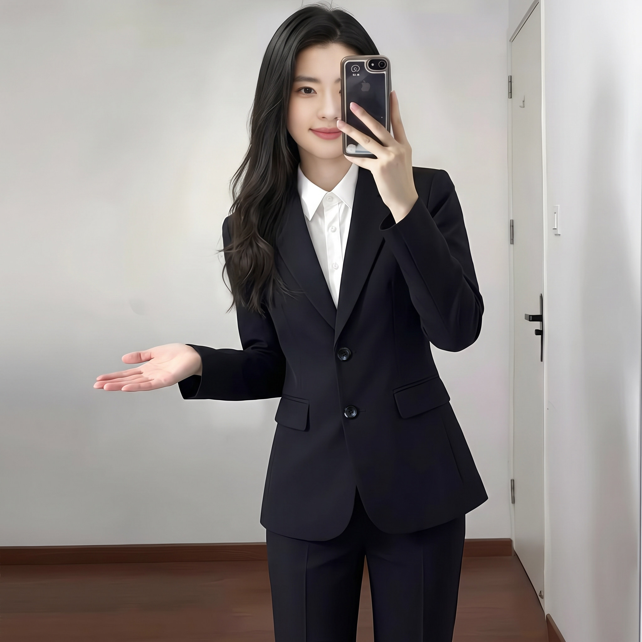 公务员面试黑色西装套装女小个子正装正式场合职业气质西服工作服