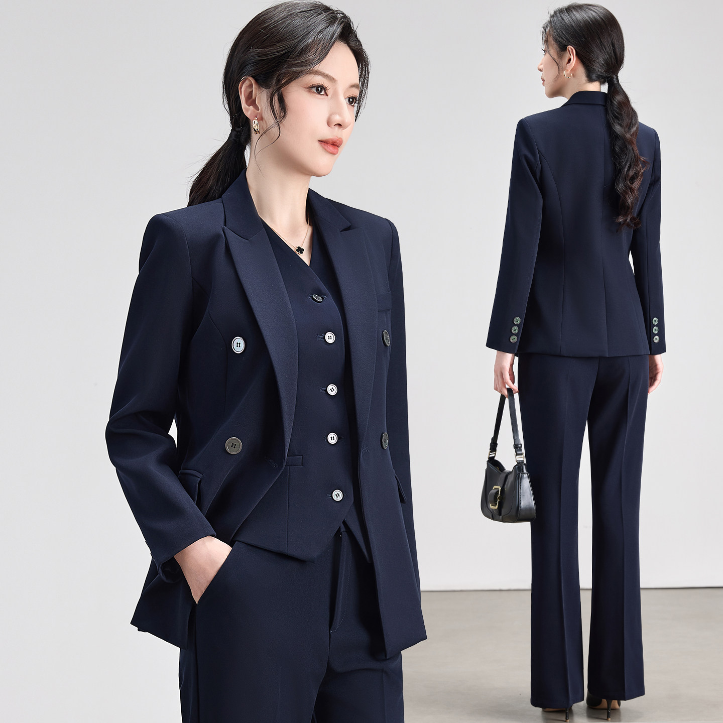 高级感西装套装女士秋季新款马甲三件套工作服职业正装职场女西服