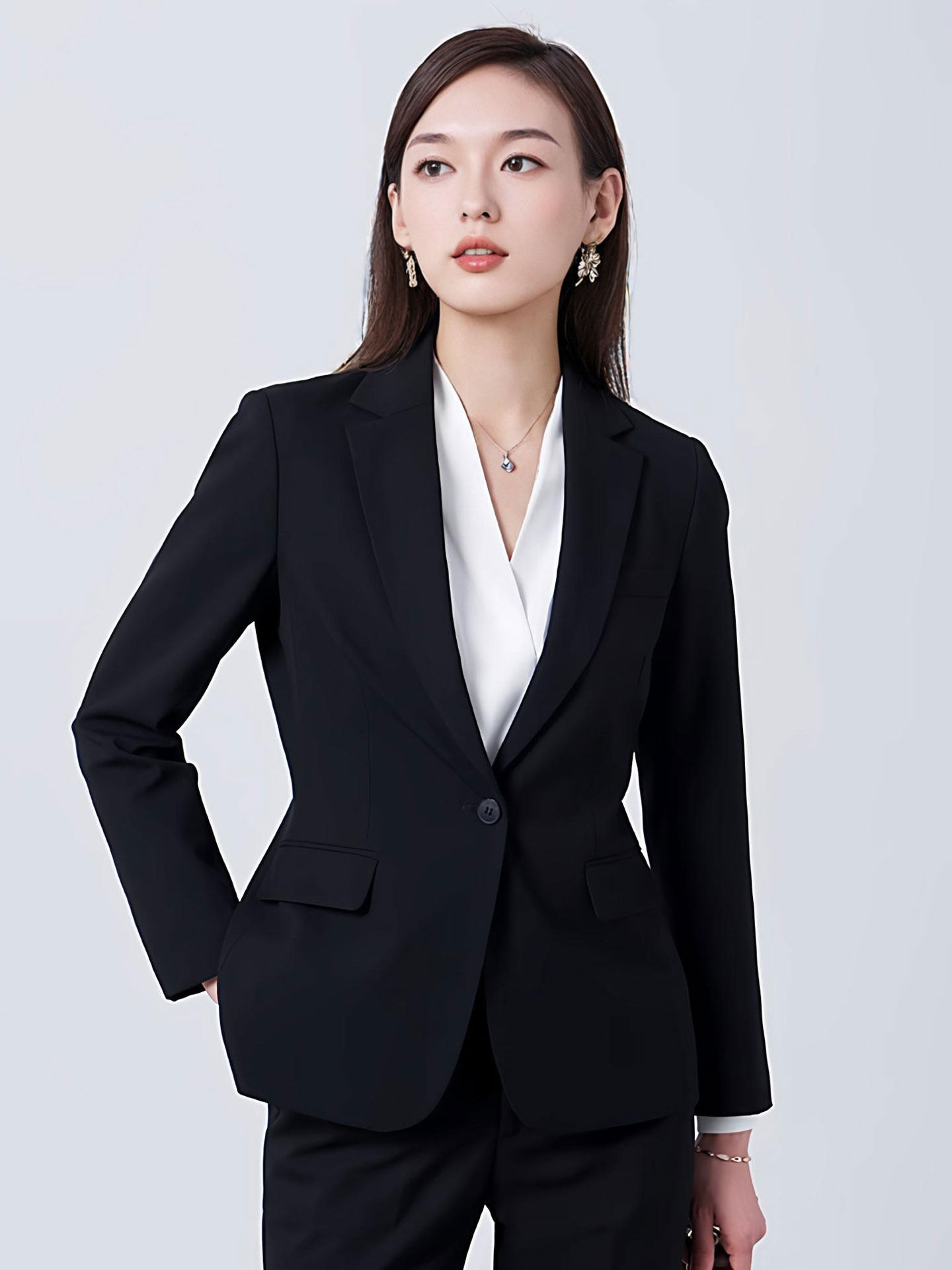 黑色职业装西装外套女2025新款高级感修身面试正装西服套装工作服