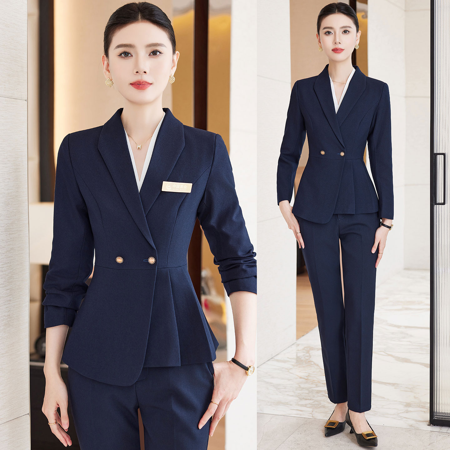 高端职业装西装套装女春秋酒店前台接待工装案场客服珠宝店工作服