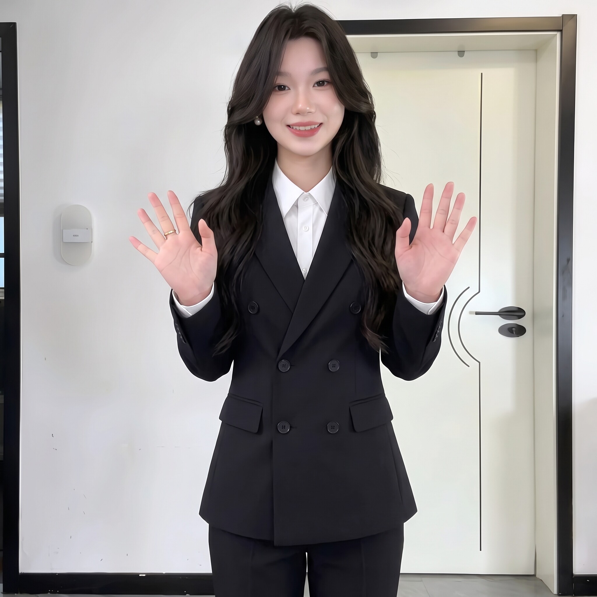 黑色西装套装女气质职业装大学生公考正装教资面试春秋工作服西服