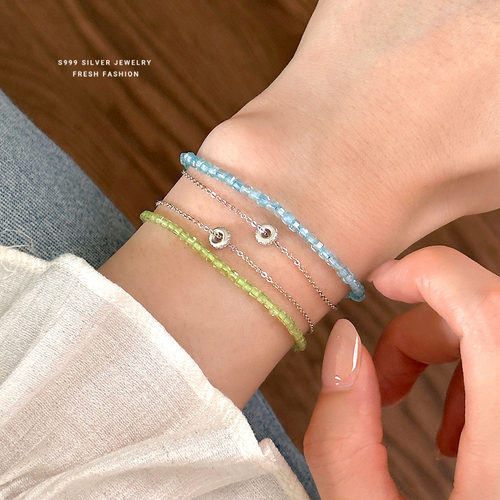 小红书S999银帕托石方糖叠戴手串